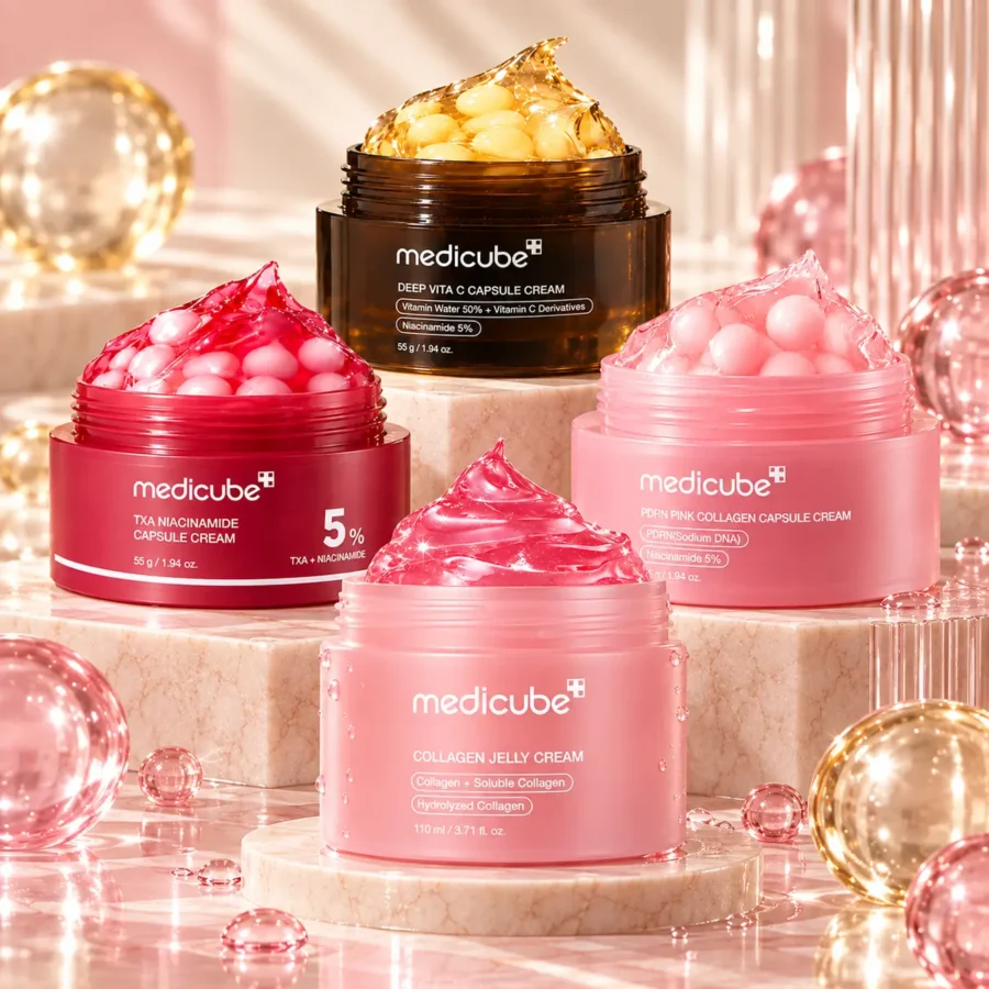 Deep Vita C, TXA Niacinamide, PDRN Pink Collagen capsule creams and Collagen Jelly Cream
